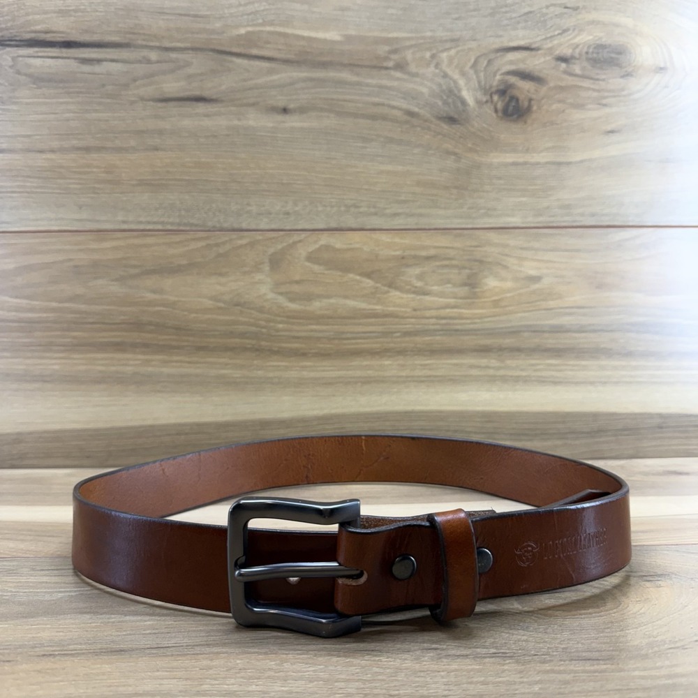 Logical Lather Mens Belt Size 34 Brown Leather Casual Work Minimalist
